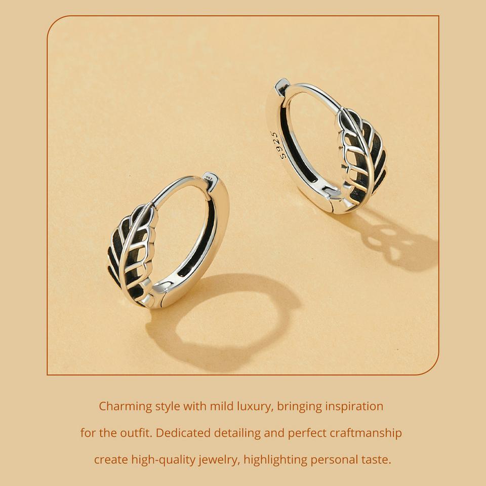 925 Sterling Silver Hypoallergenic Hoop Earrings - Intricate Hollow Leaf Pattern, Timeless Elegant Style - Perfect Female Gift, Allergy-Free Jewelry