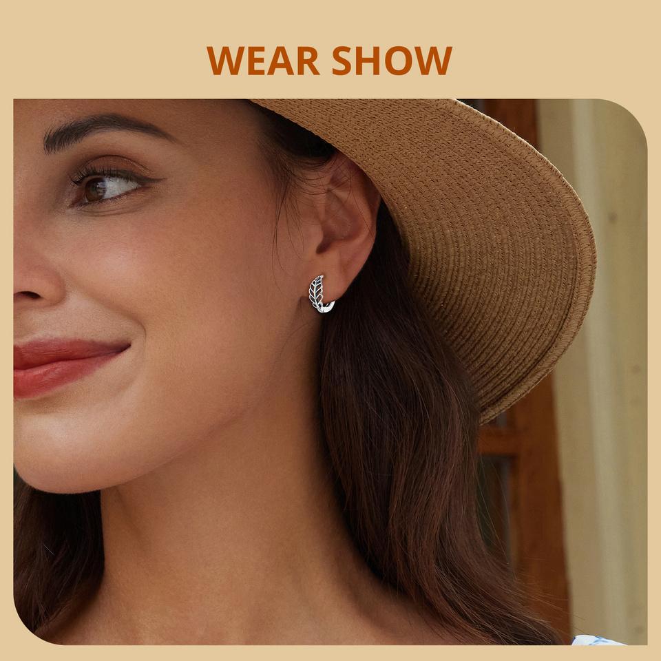925 Sterling Silver Hypoallergenic Hoop Earrings - Intricate Hollow Leaf Pattern, Timeless Elegant Style - Perfect Female Gift, Allergy-Free Jewelry