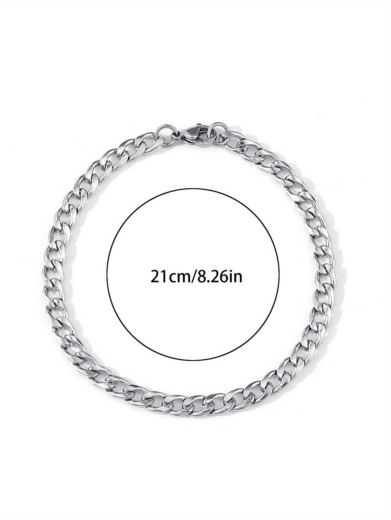 1pc Men's Minimalist Stainless Steel Chain Bracelet Hip Hop Jewelry