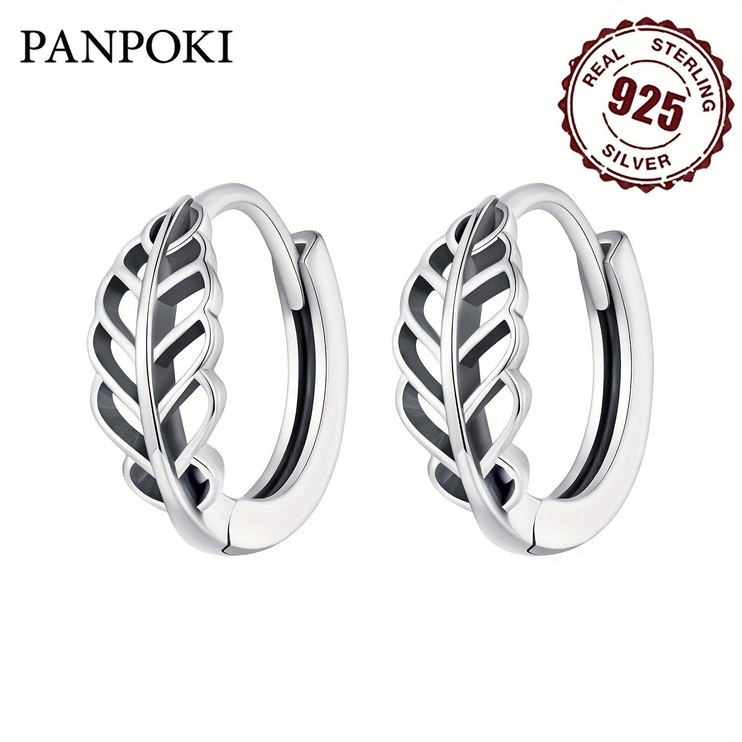 925 Sterling Silver Hypoallergenic Hoop Earrings - Intricate Hollow Leaf Pattern, Timeless Elegant Style - Perfect Female Gift, Allergy-Free Jewelry