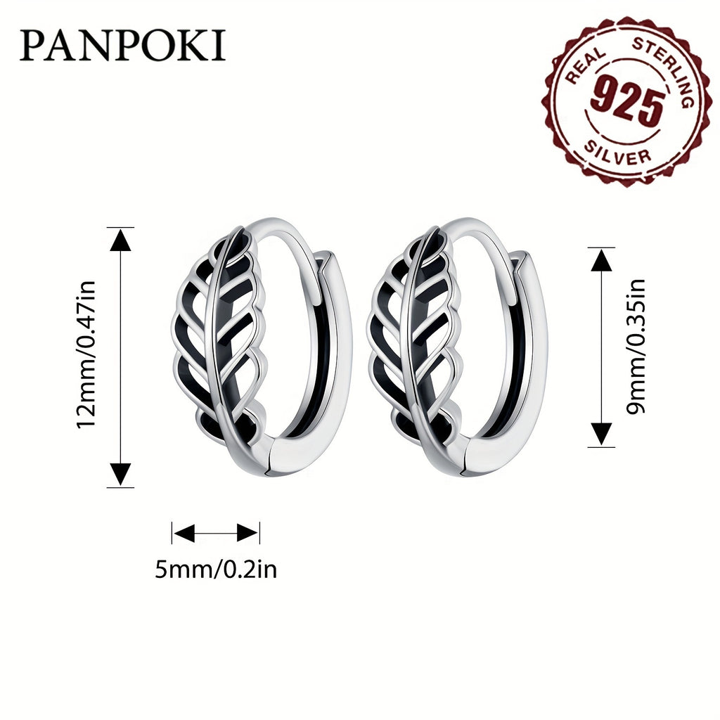 925 Sterling Silver Hypoallergenic Hoop Earrings - Intricate Hollow Leaf Pattern, Timeless Elegant Style - Perfect Female Gift, Allergy-Free Jewelry