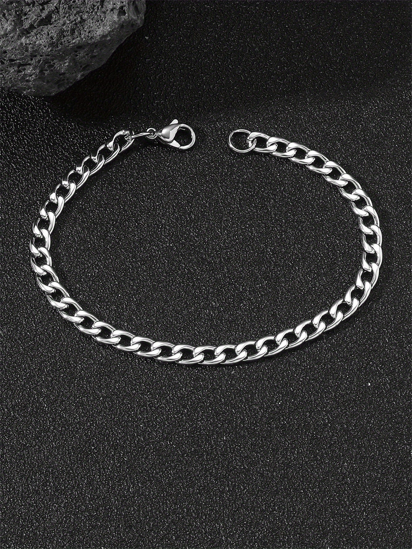 1pc Men's Minimalist Stainless Steel Chain Bracelet Hip Hop Jewelry
