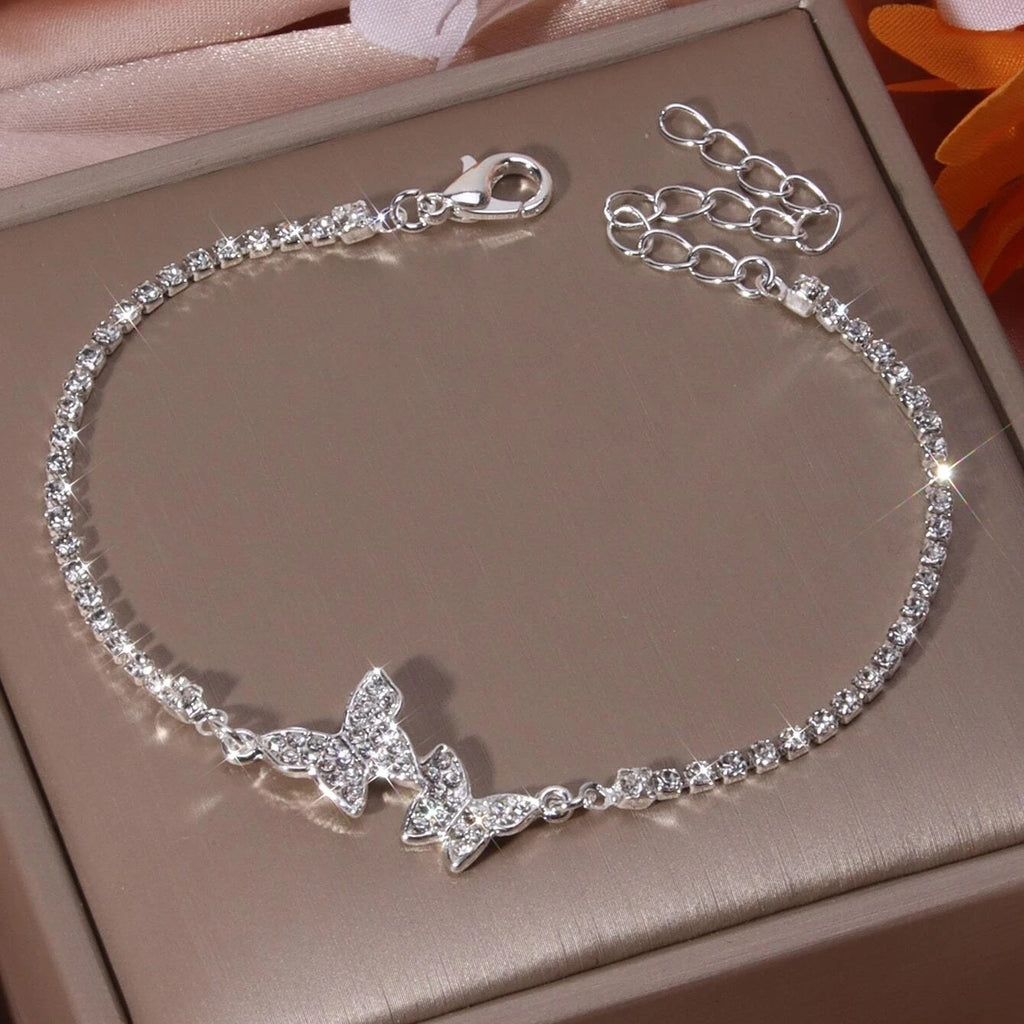 [Butterfly Blingbling Holiday Party Bracelet] Glitter Simple Butterfly Blingbling Bracelet Holiday Party Dating Decor Jewelry Gift