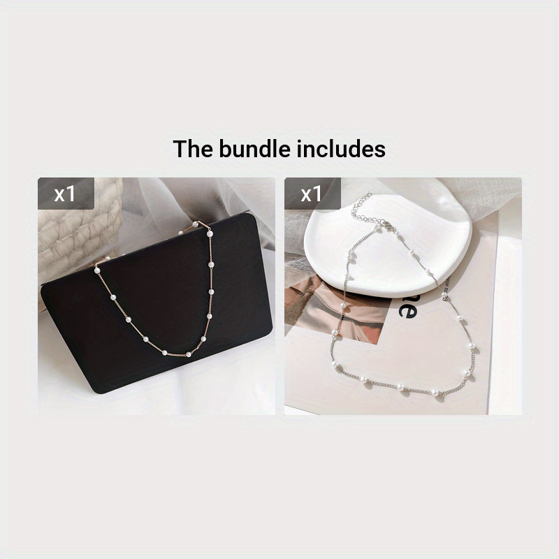 Delicate Faux Pearl Stainless Steel Clavicle Chain Collarbone Chain Neck Jewelry