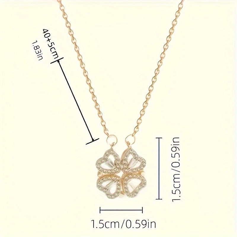 1pc Fashion Heart Pendant Four Leaf Clover Necklace For Girls And Women Decorative Accessories For Holiday Party Men's Accessories