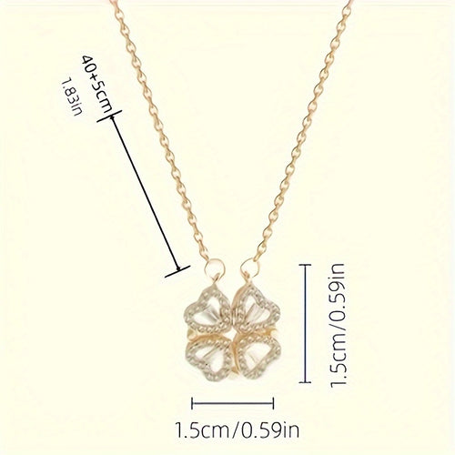 1pc Fashion Heart Pendant Four Leaf Clover Necklace For Girls And Women Decorative Accessories For Holiday Party Men's Accessories