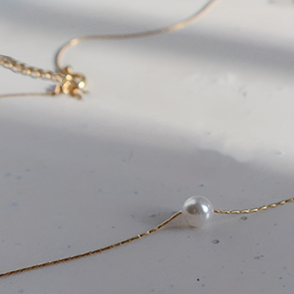 Faux Pearl Decor Necklace Minimalist Elegant Clavicle Chain Jewelry For Women For Daily Party Decoration