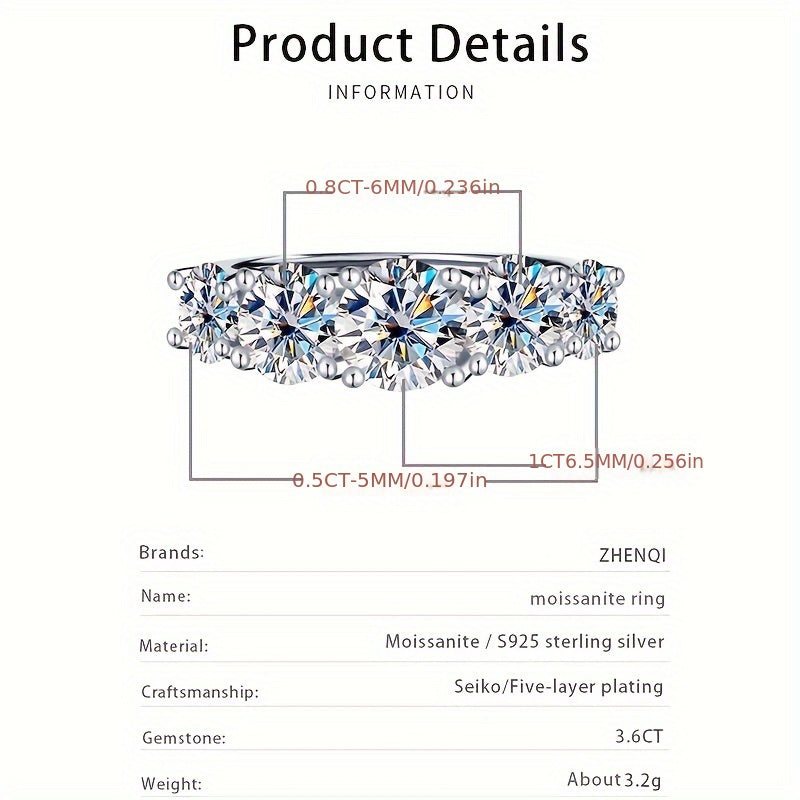 3.6ct Statement Ring - Exquisite 925 Sterling Silver Jewelry with High-Quality Craftsmanship, Perfect for Elevating Daily Outfits and Evening Party Looks, Ideal Gift for Her with Luxurious Gift Box