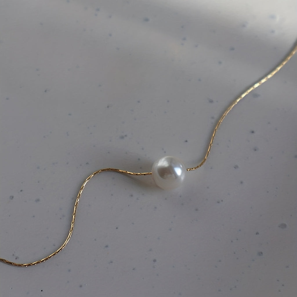 Faux Pearl Decor Necklace Minimalist Elegant Clavicle Chain Jewelry For Women For Daily Party Decoration