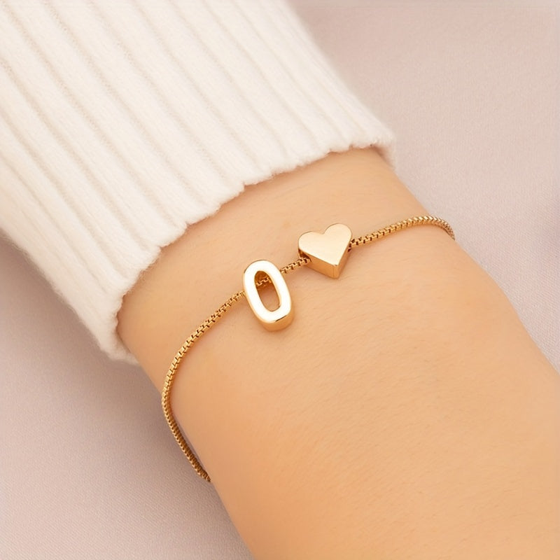 Letter Mini Love Heart Thin Chain Bracelet Simple Minimalist Hand Chain Jewelry Decoration Gift Birthday Gift