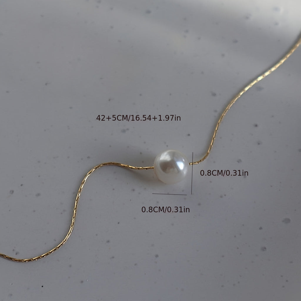 Faux Pearl Decor Necklace Minimalist Elegant Clavicle Chain Jewelry For Women For Daily Party Decoration
